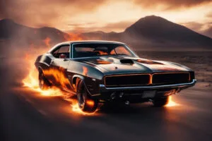 dodge charger on fire 4k 1697784573