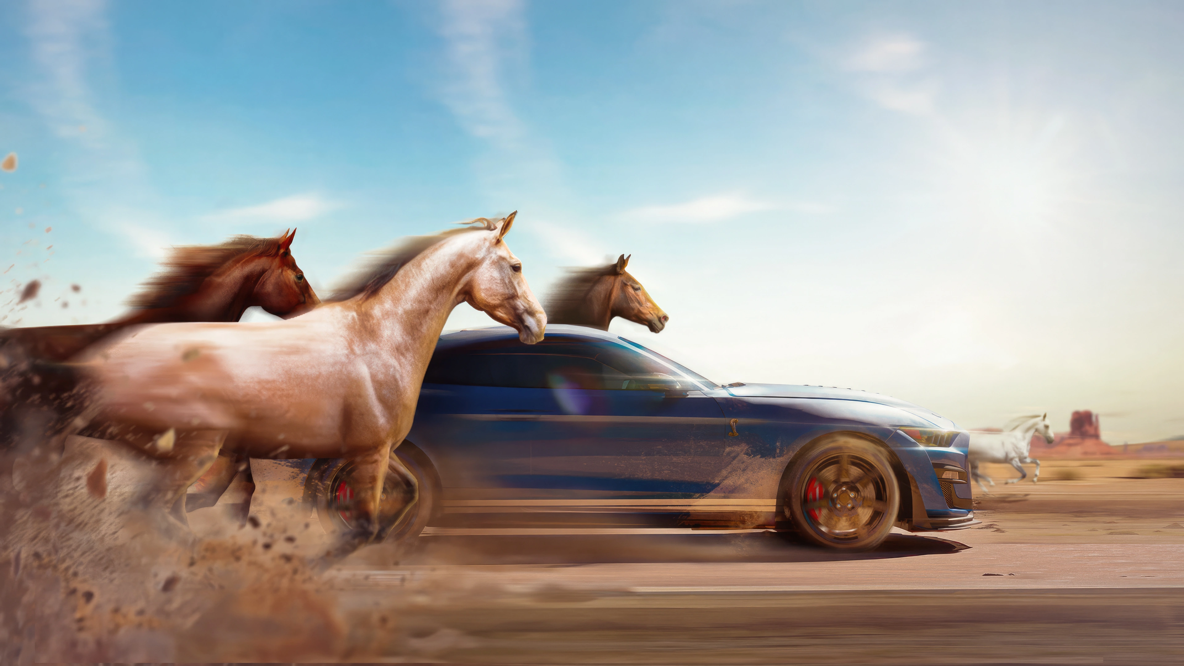 ford mustang galloping through the terrain 4k 1698226342