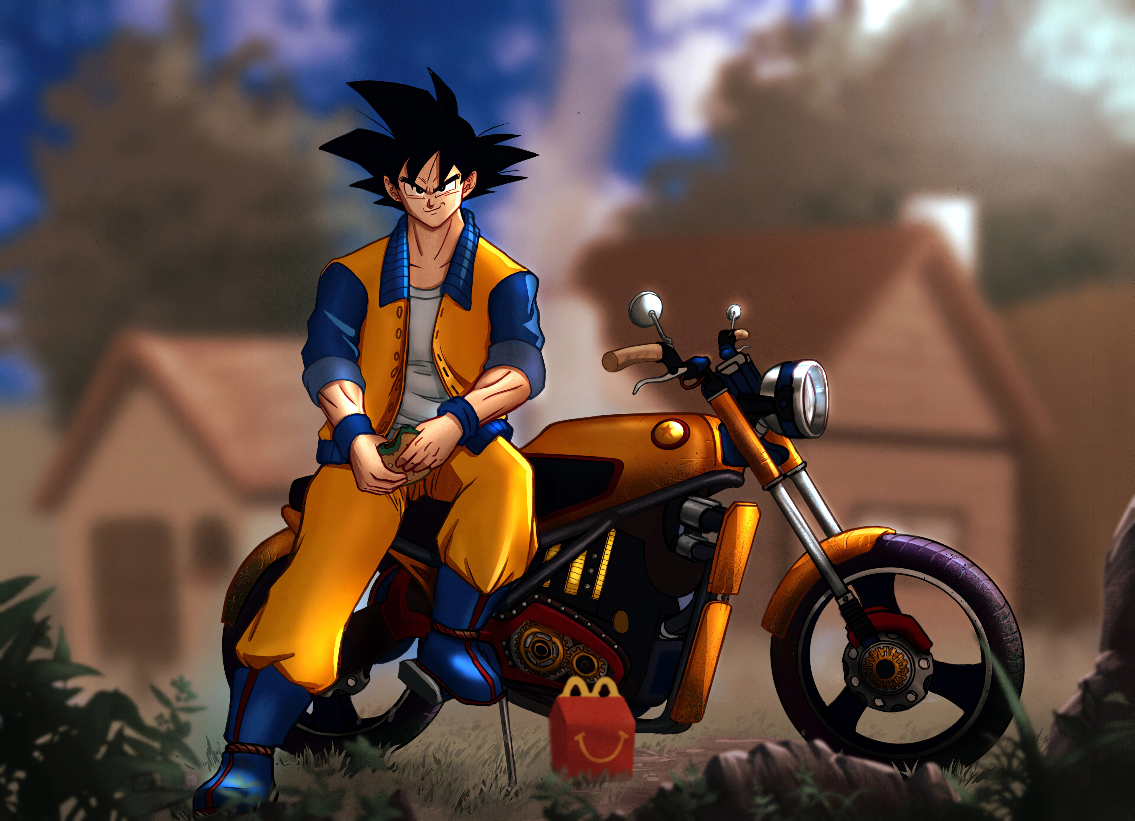 goku sitting on bike anime 4k 1696778083