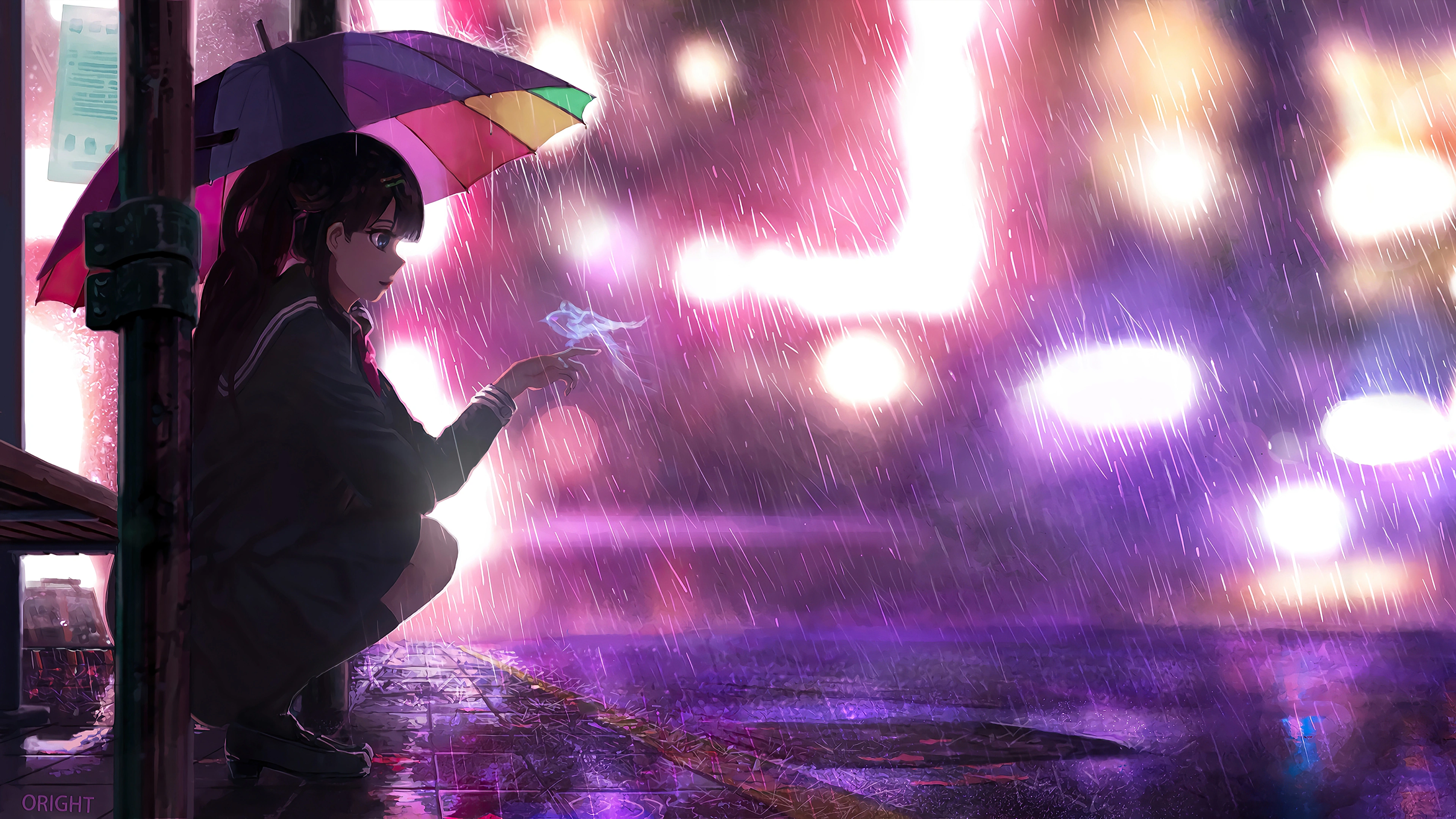 umbrella rain anime girl 1696368555