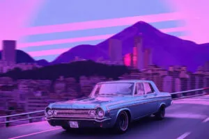 classic car on synthwave road lp.jpg