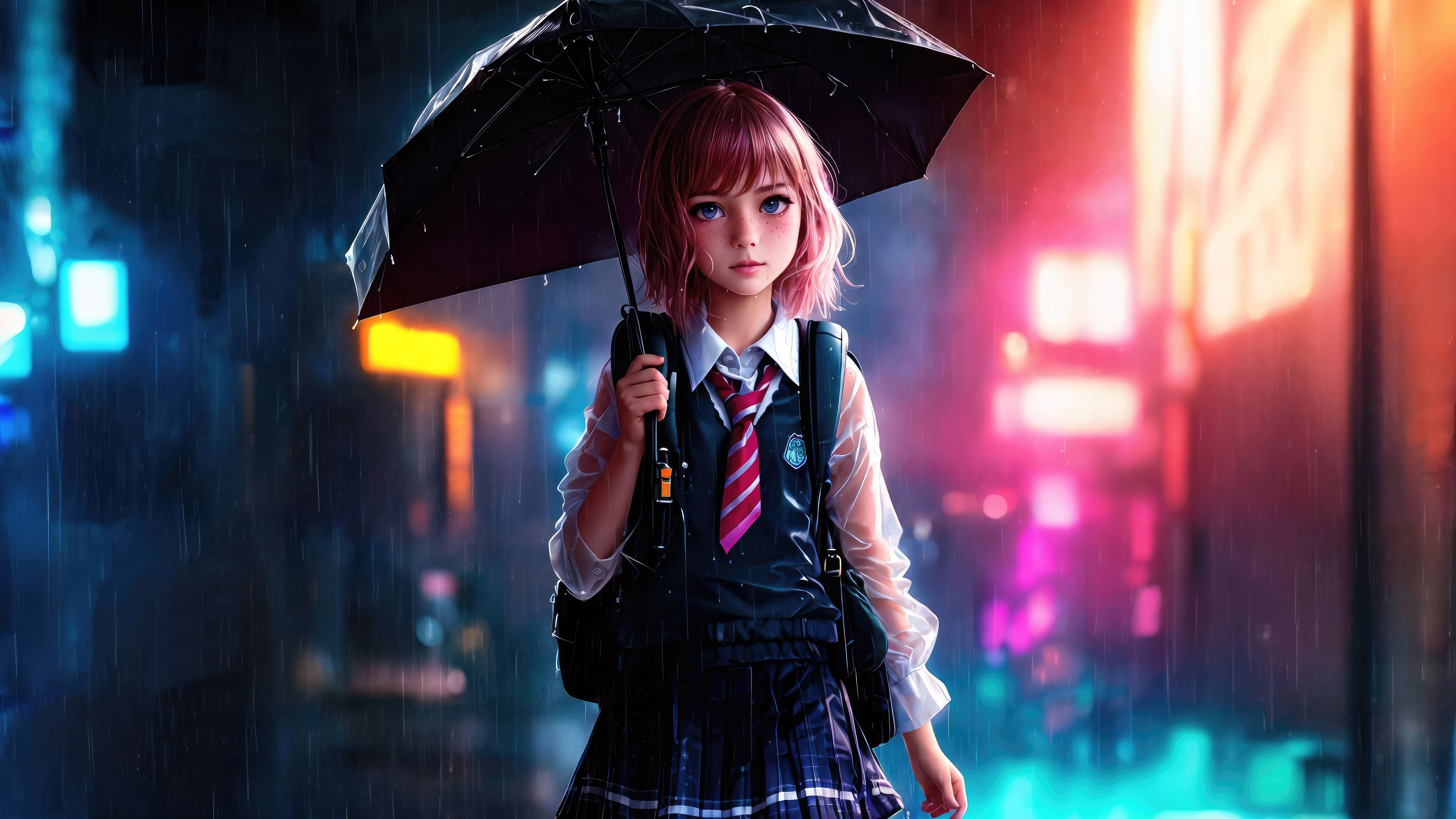 little girl with umbrella rain coming back from school 55.jpg