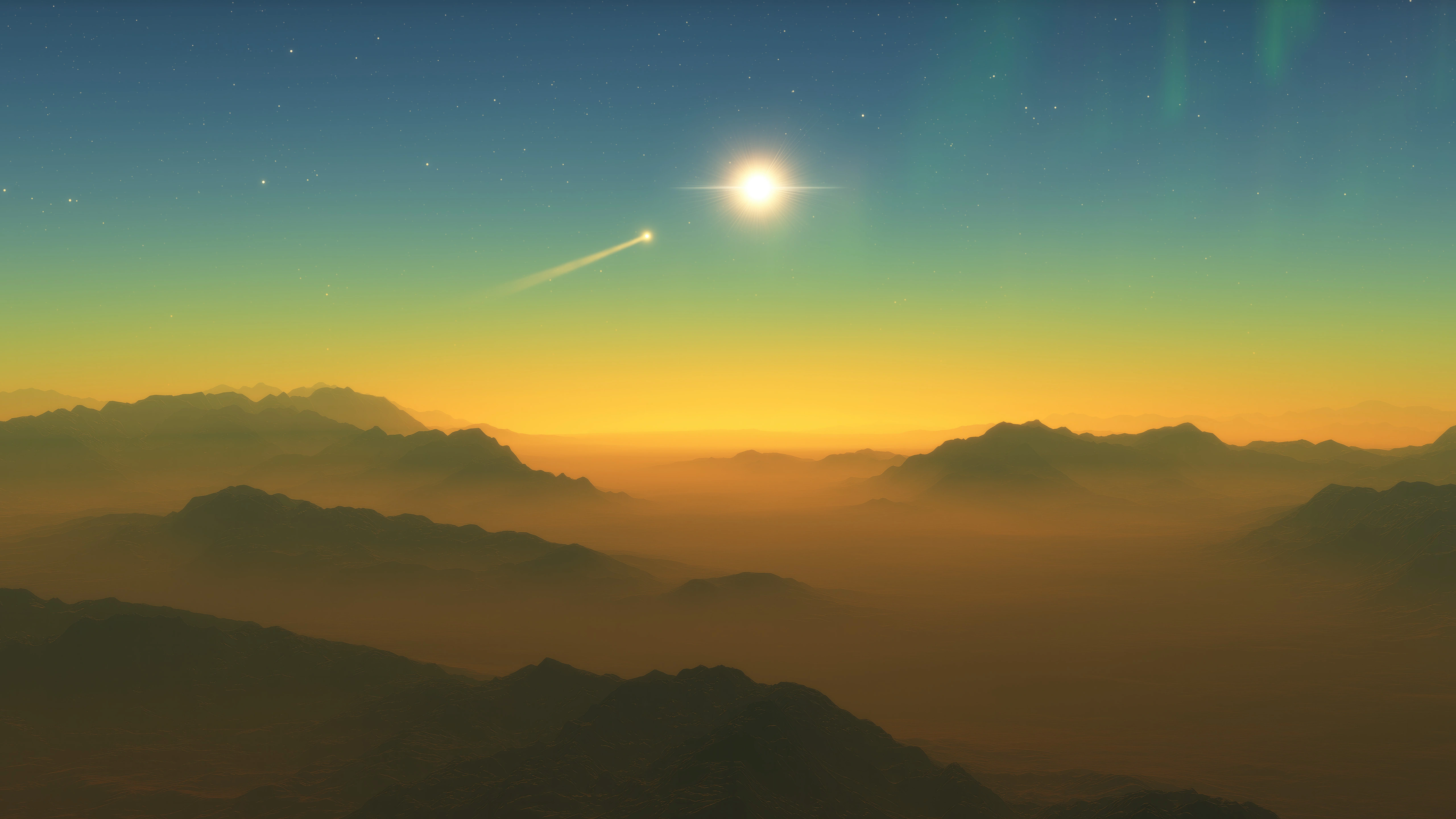 planet with high rugged mountains and a comet in the sky lh.jpg