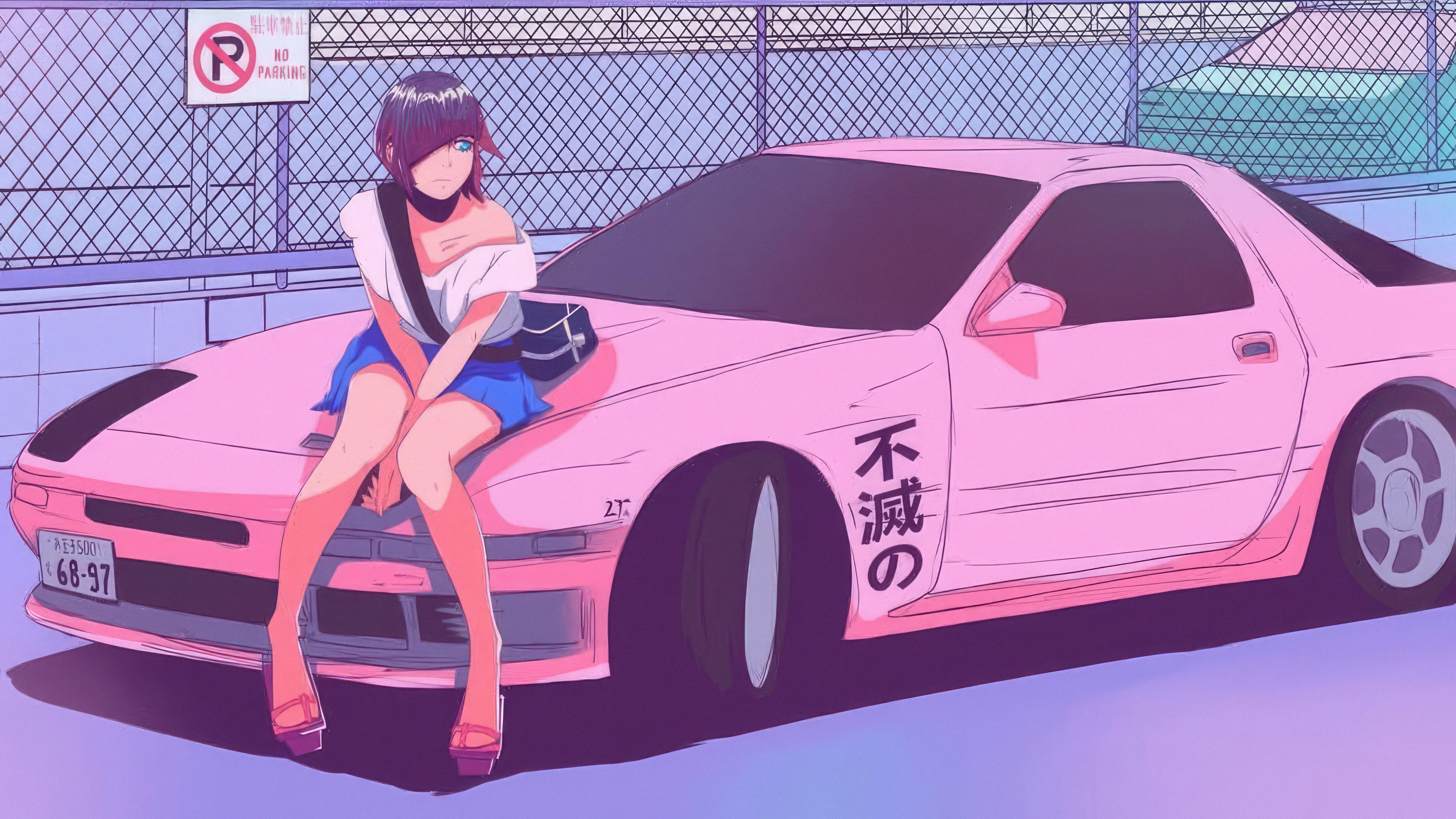 retro synthwave vibes with a girl and her car pink horizon gj.jpg