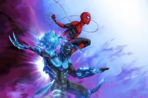 spider man meets blue beetle db.jpg