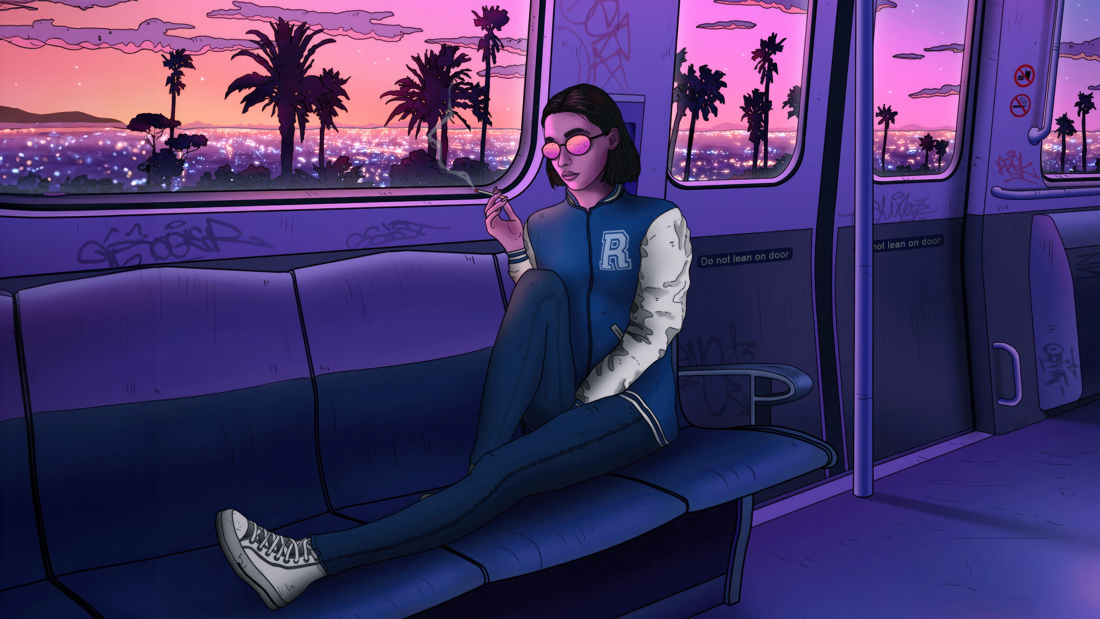 synthwave chic cool girl drives the train back xp.jpg
