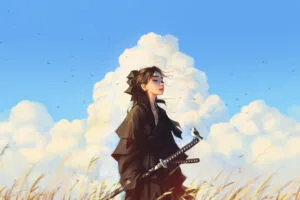 women with sword hair blowing in the wind mj.jpg