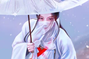 asian girl face covered umbrella digital art nl.jpg
