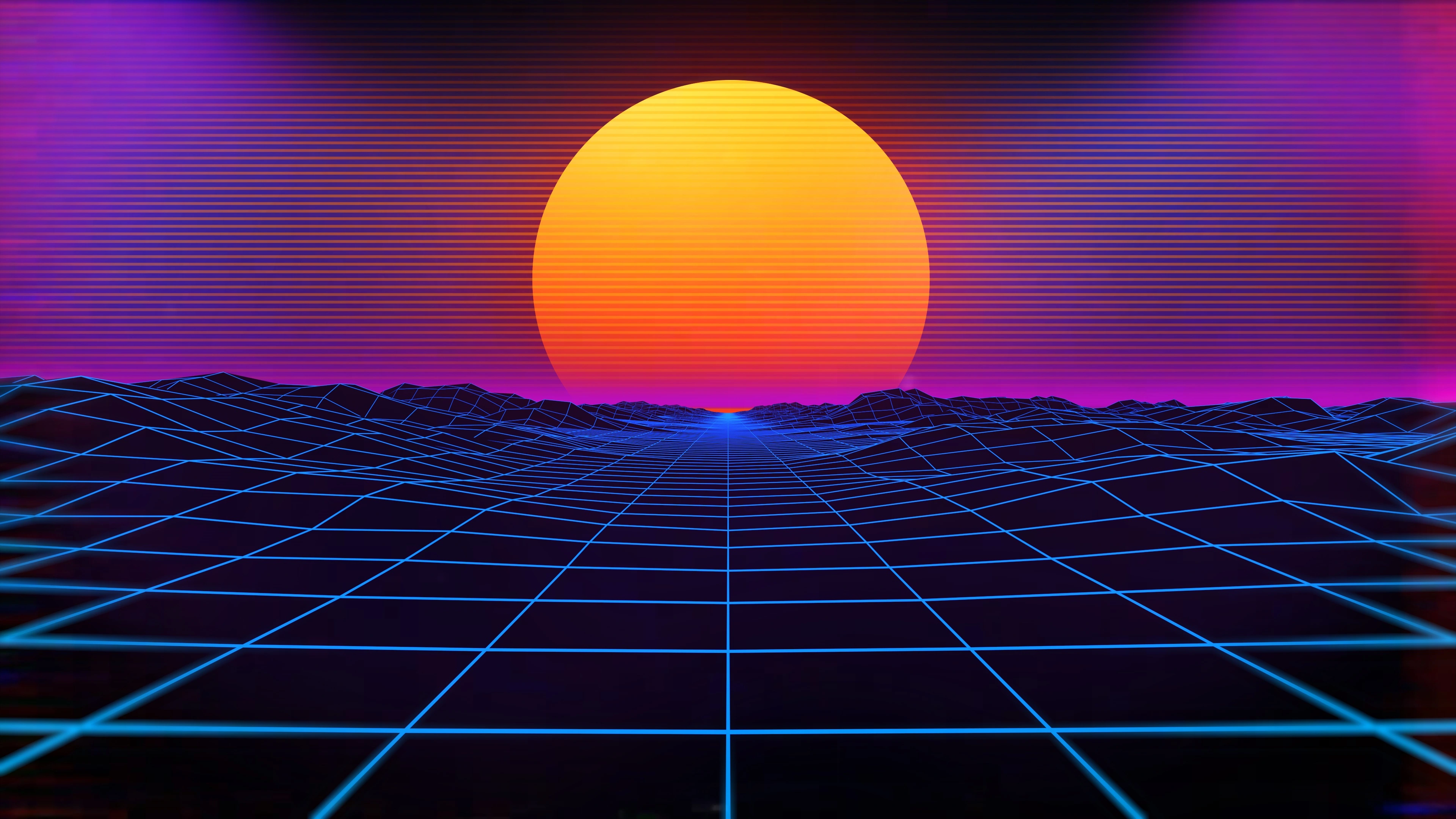 cyberpunk sunset grid mountains sun dark design 5t.jpg