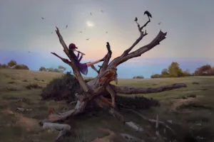 girl playing flute on raven tree zc.jpg