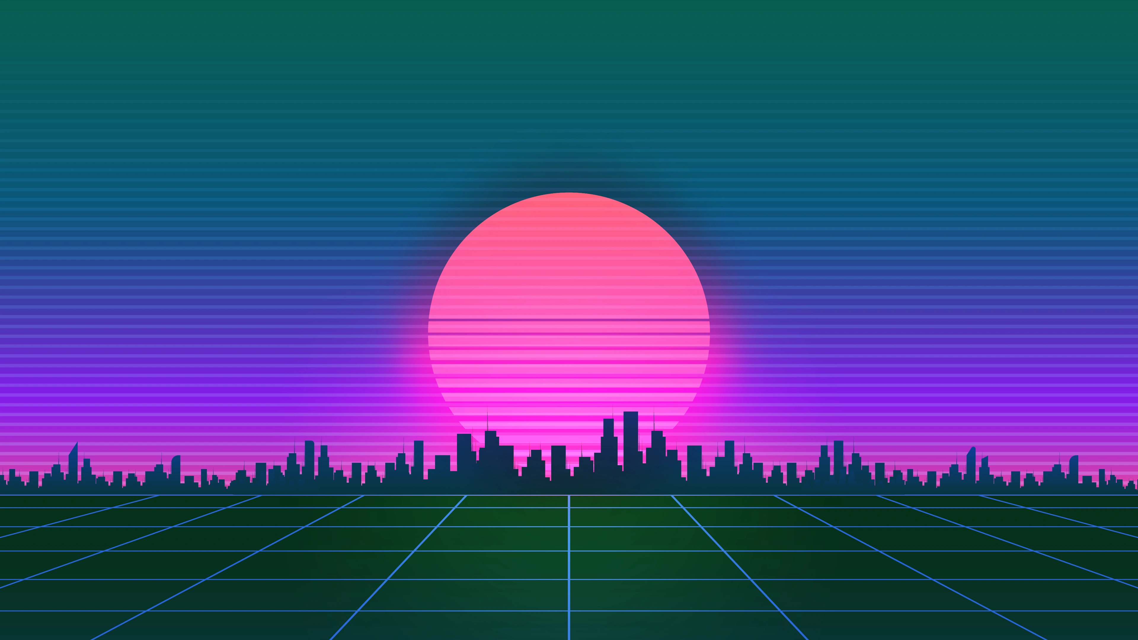 retrowave city sunset grid 4k sl.jpg